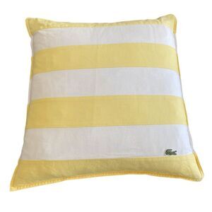 Lacoste Yellow Rugby Stripe‎ Throw Pillow 18" Square Duck Down Feather Insert